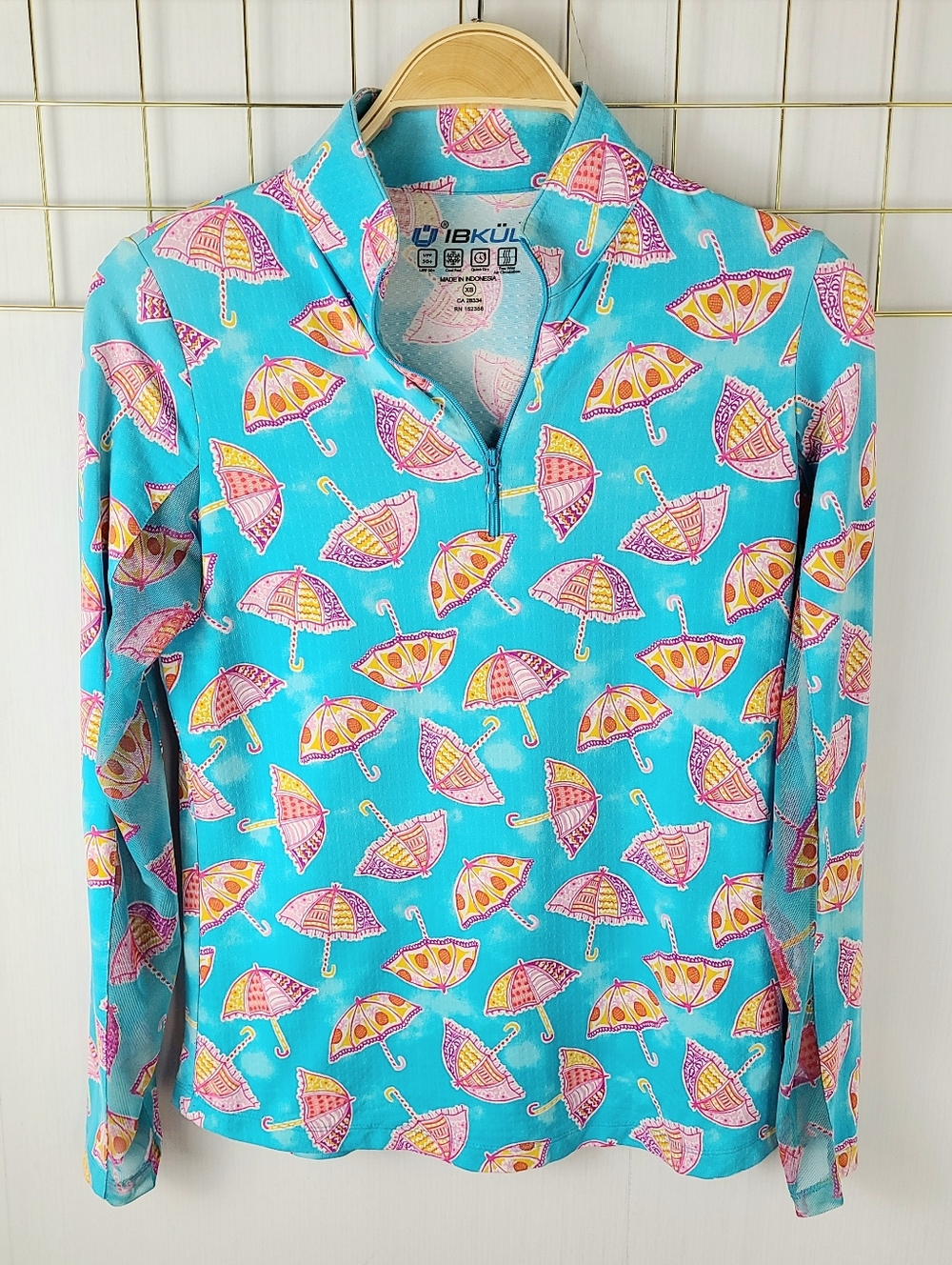 IBKUL Evie Blue Pink Umbrella Parasol UPF 50 Sun Shirt